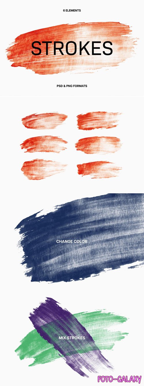 6 Brush Strokes - PSD Template