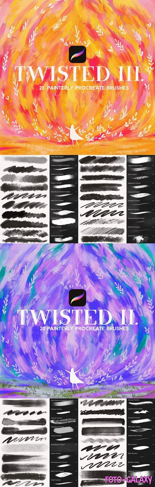 Twisted Brushes Pack - 40 Painterly Brushes for Procrate