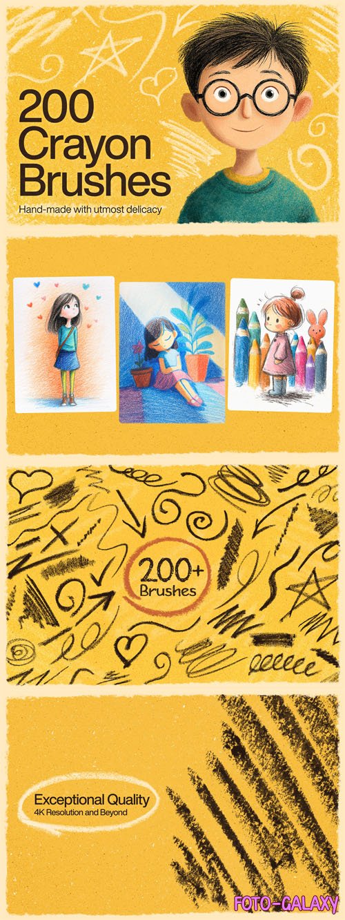 200 Crayon Brushes for Photoshop