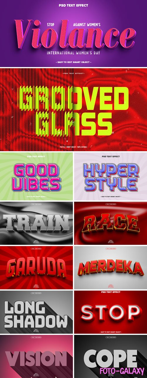 Modern Editable 3D Text Effects Pack for Photoshop