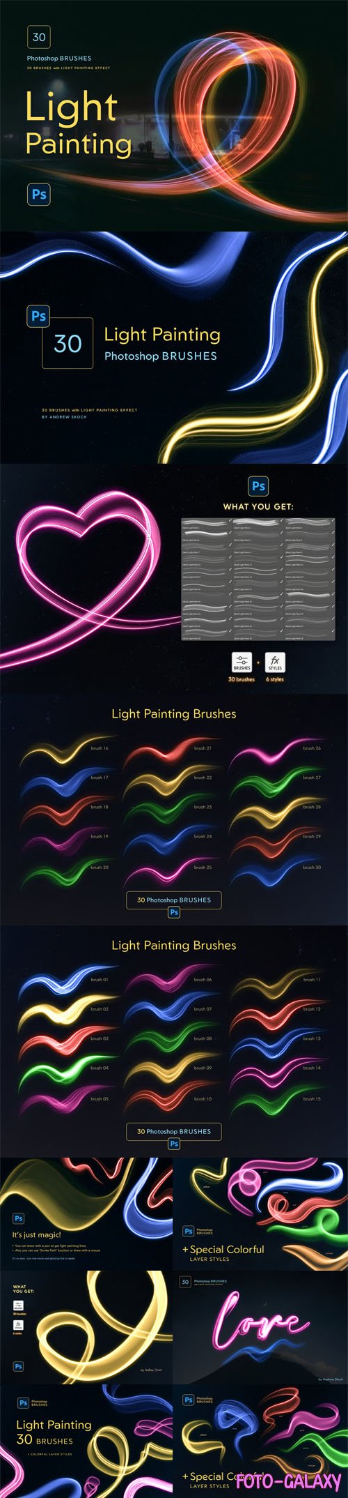 Light Painting Brushes & Styles for Photoshop