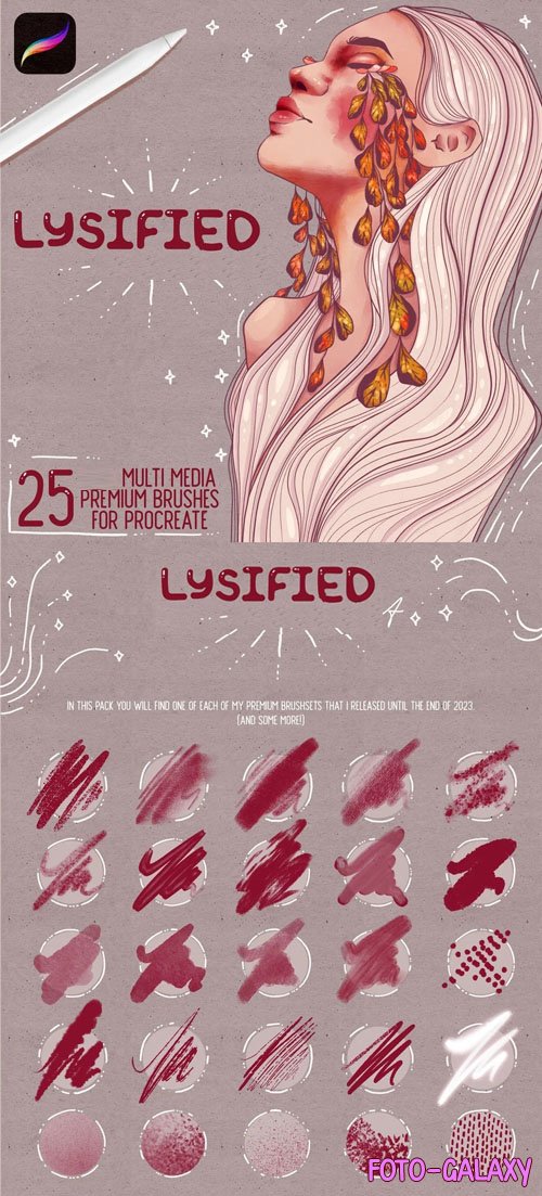 25 Premium Brushes Pack for Procreate