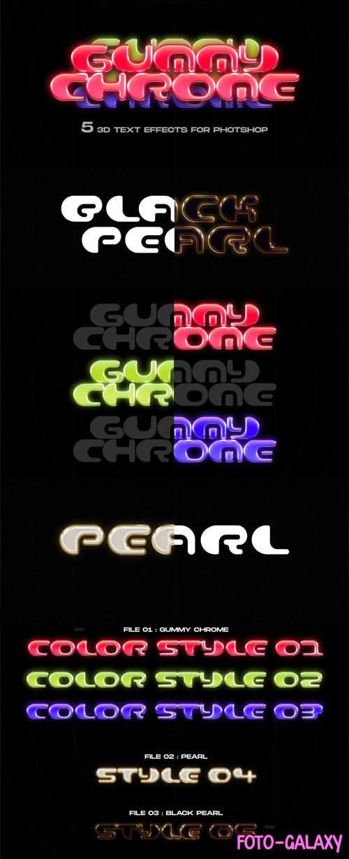 3D Chrome Text Effects for Photoshop [5-Styles]
