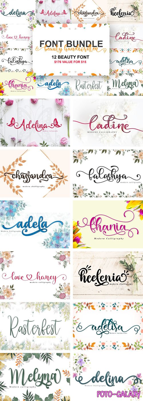 Beauty Handwritten Font Bundle - 12 Premium Fonts