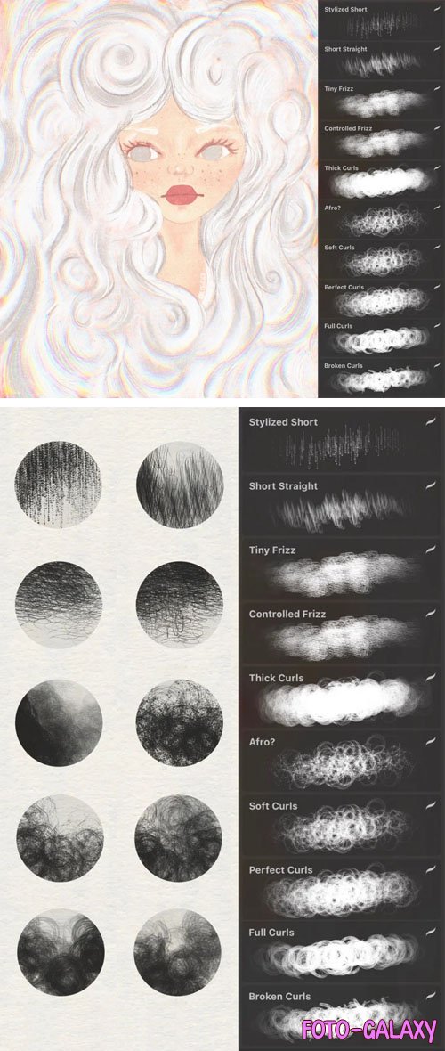 Hair Procreate Brushes Pack for Painting
