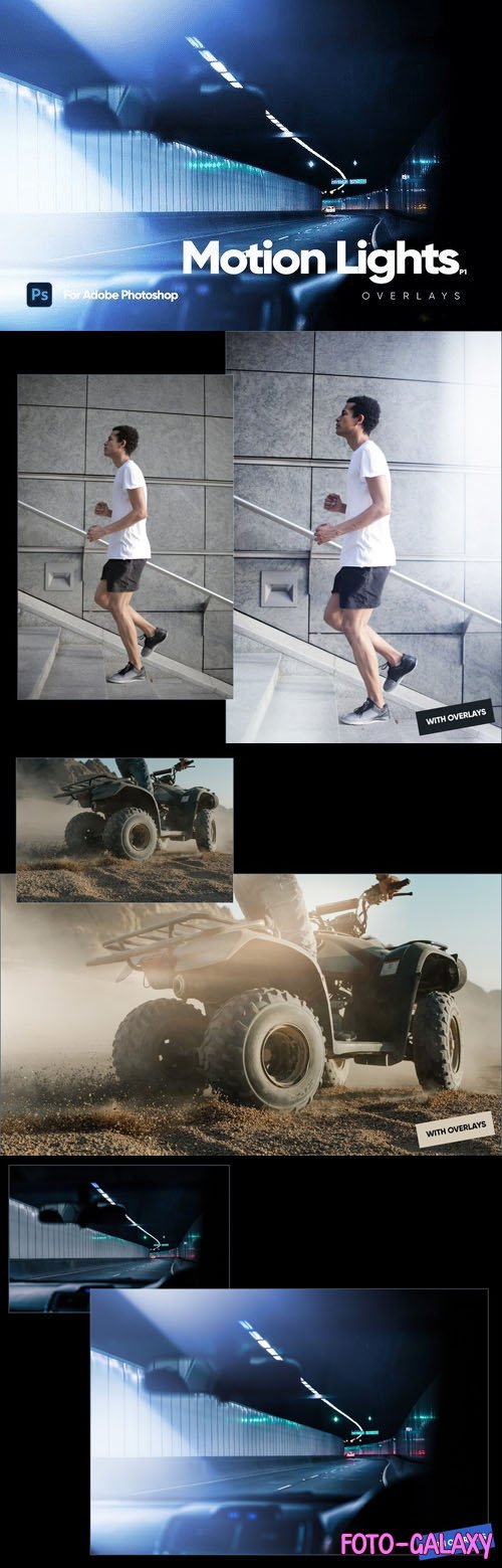 Ultra Realistic Motion Lights Overlays for Photoshop