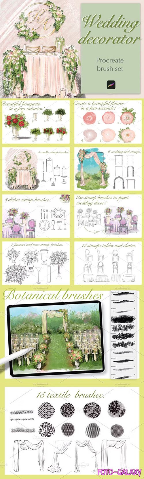 Wedding Decorator Brushes Pack for Procreate