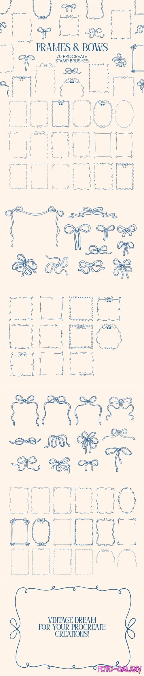Frames & Bows - 70 Procreate Stamp Brushes Pack