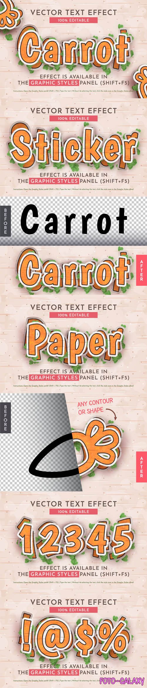 Carrot Sticker - Editable Vector Text Effect for Illustrator