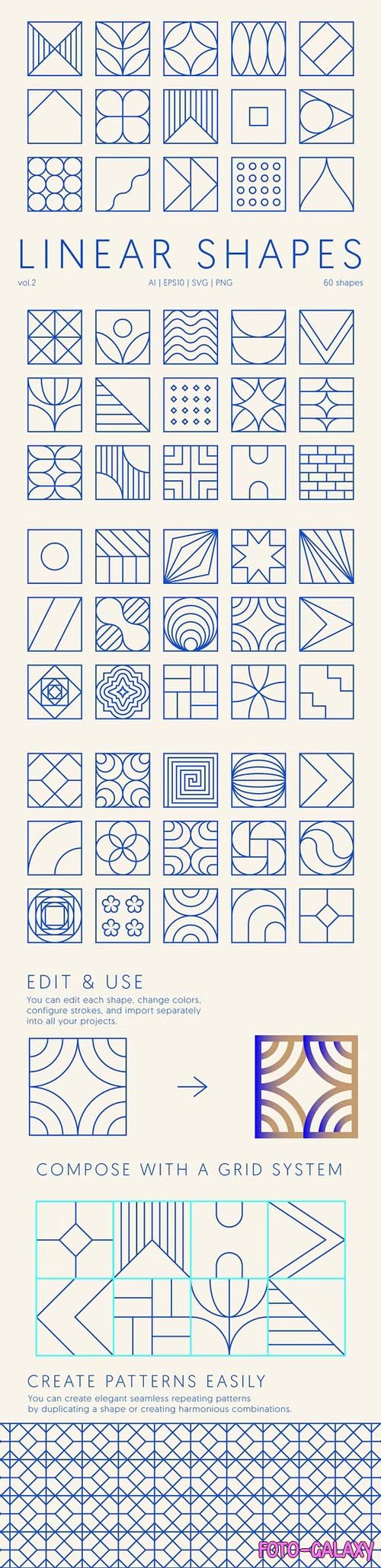 Linear Geometric Shapes - 60 Shapes