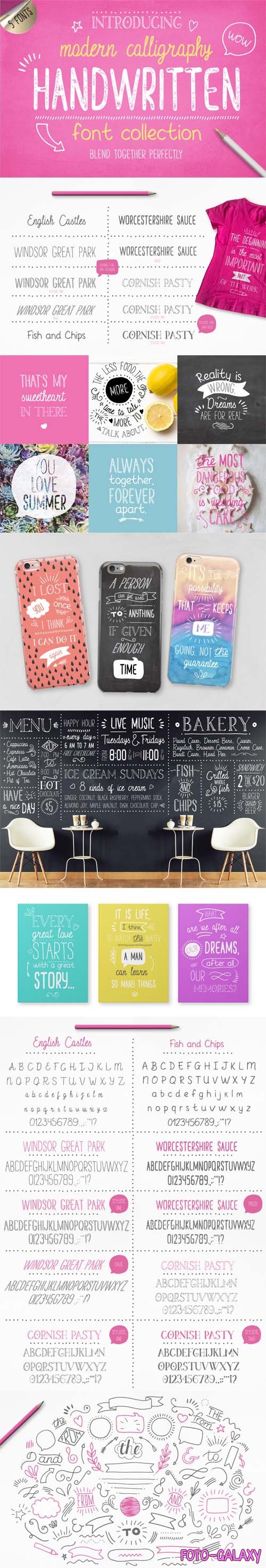 Modern Calligraphy Fonts Collection - 5 Handwritten Font Families