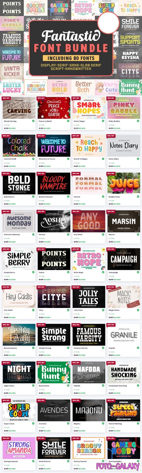 Fantastic Font Bundle - 80 Premium Fonts