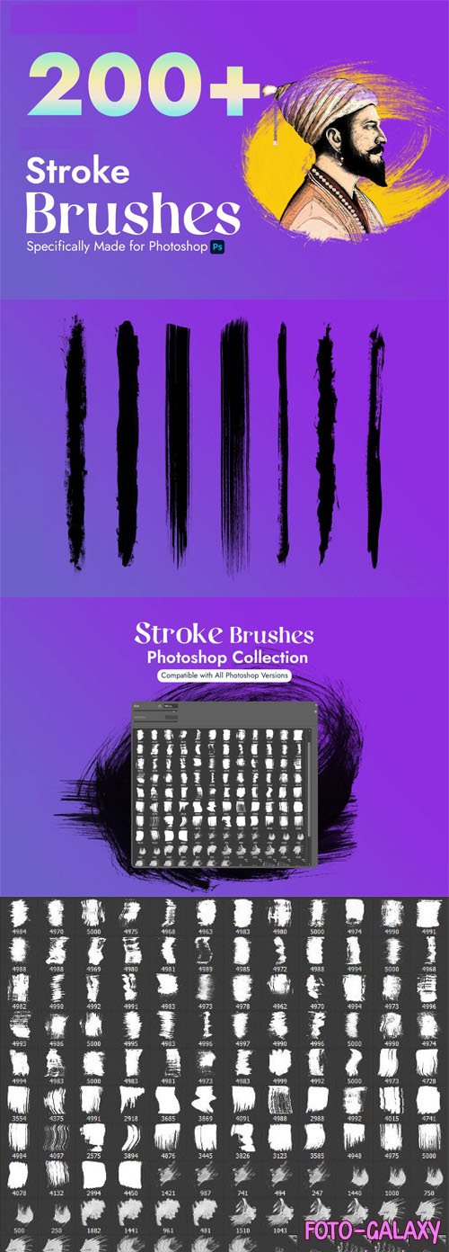 200 Stroke Brushes Pack for Photoshop