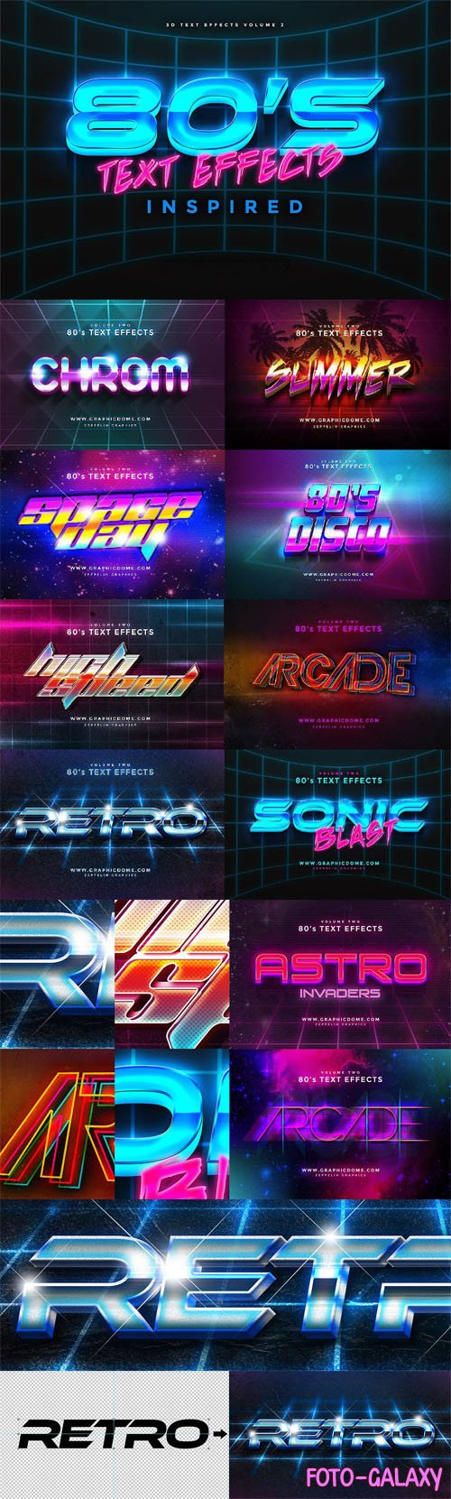 80s Text Effects - 10 Styles for Photoshop