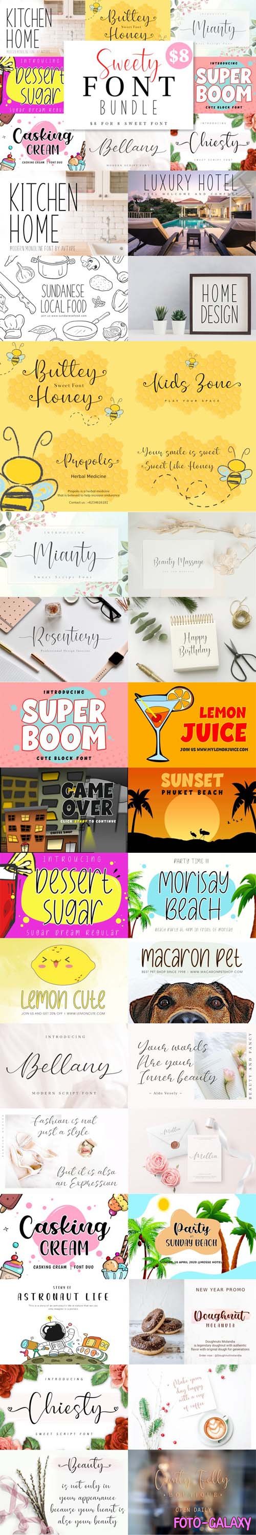 Sweety Font Bundle - 8 Premium Fonts