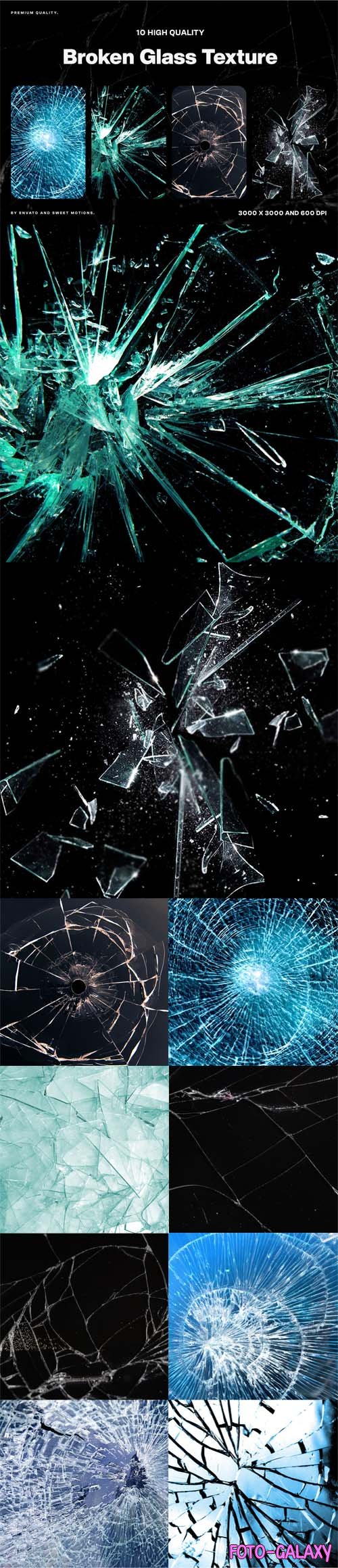 10 Broken Glass Overlay Textures