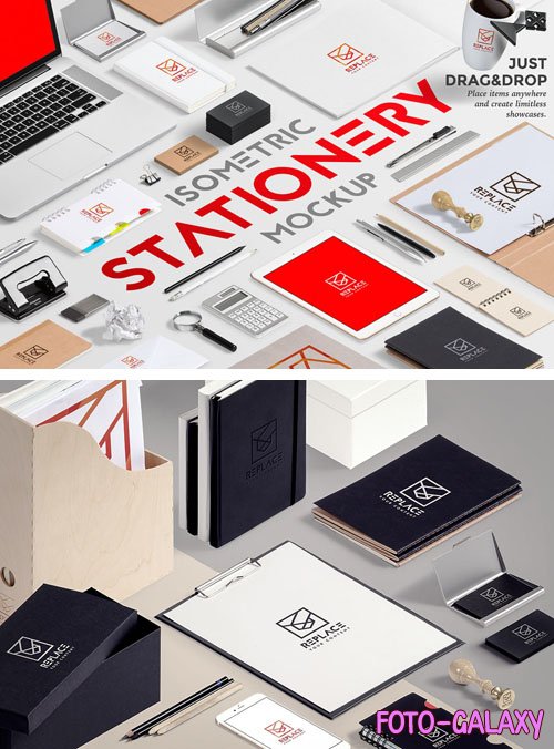 Isometric Stationery PSD Mockup Templates