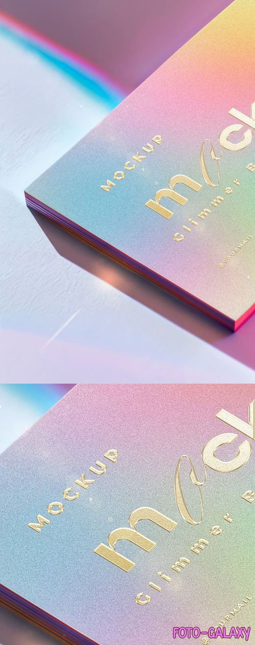 Holographic Business Card with Gilded Text - PSD Mockup Template