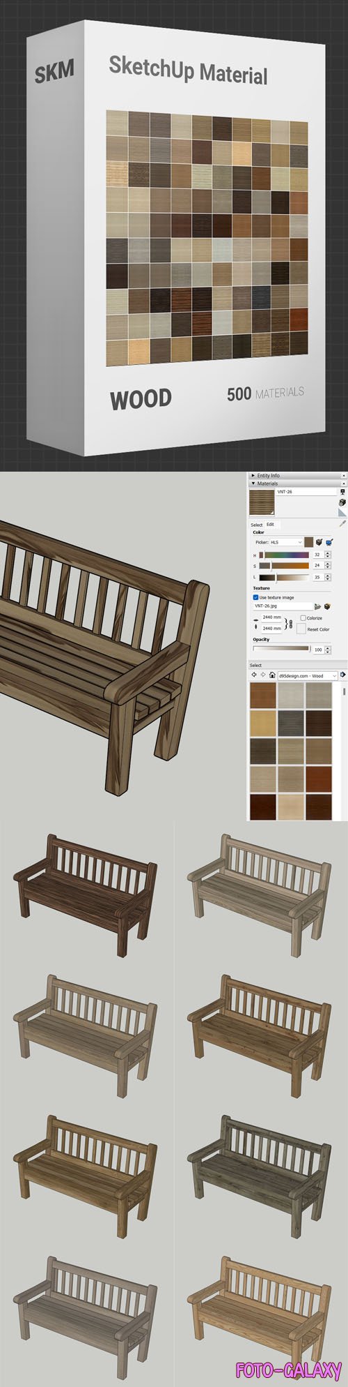 500 Wood Materials for SketchUp SKM