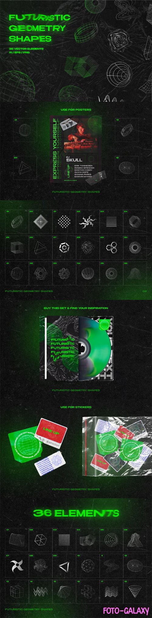 Futuristic Geometry Shapes - 36 Vector Elements