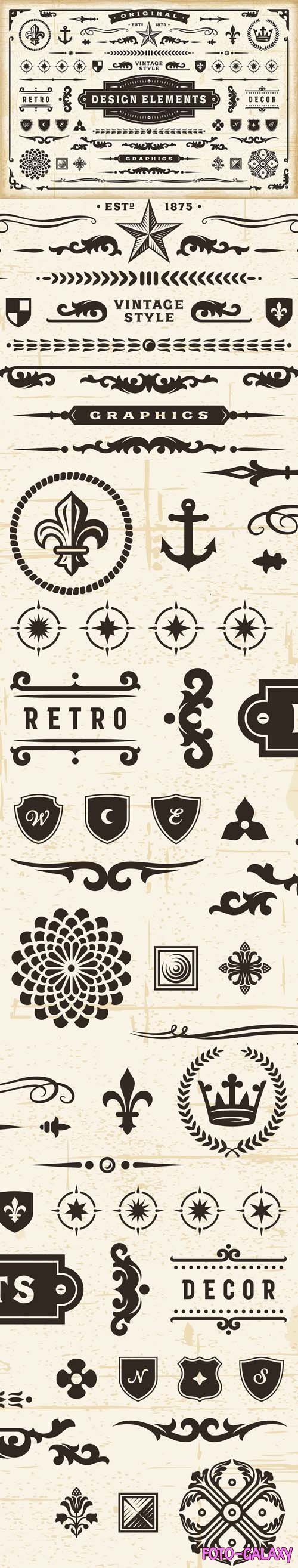 Vintage Design Elements Vector Set