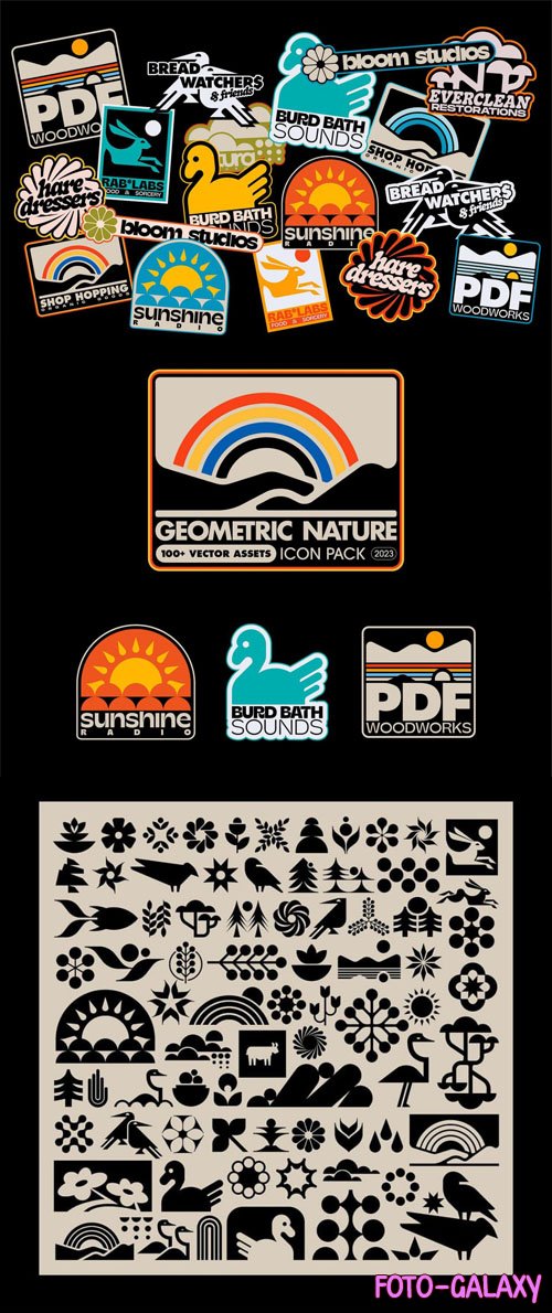 Geometric Nature Icons Pack - 100+ Vector Assets