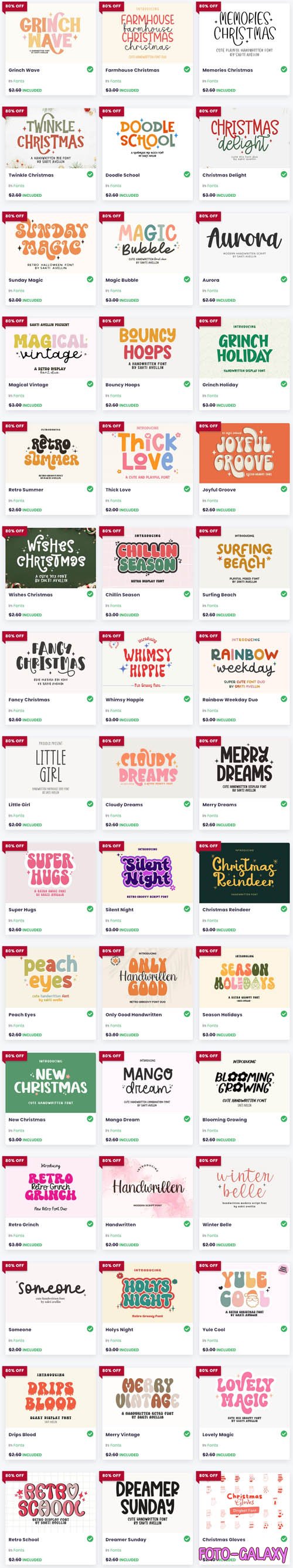 Christmas in July - Summer & Eternal Green Font Bundle - 45 Premium Fonts