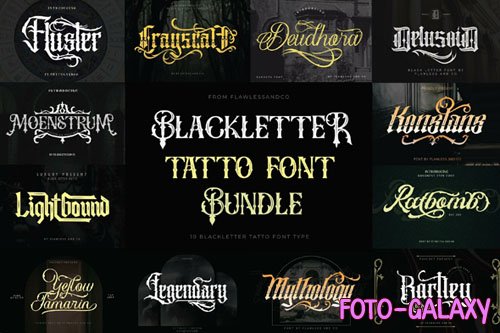 Blackletter Tattoo Font Bundle - 10 Premium Fonts