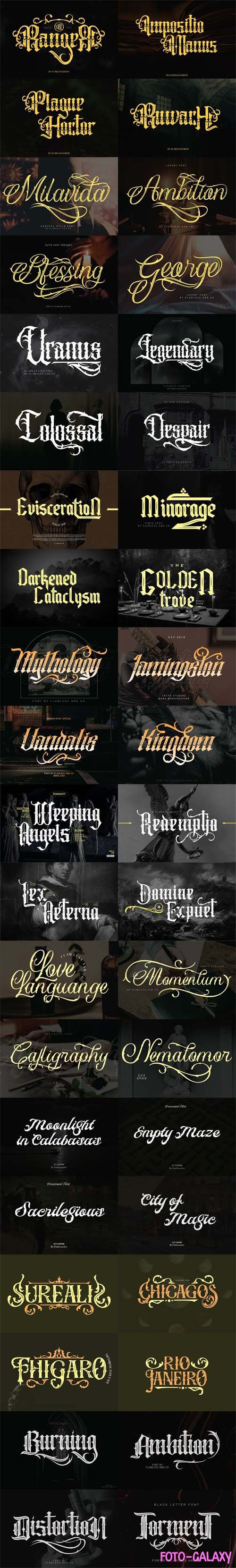 Blackletter Tattoo Font Bundle - 10 Premium Fonts
