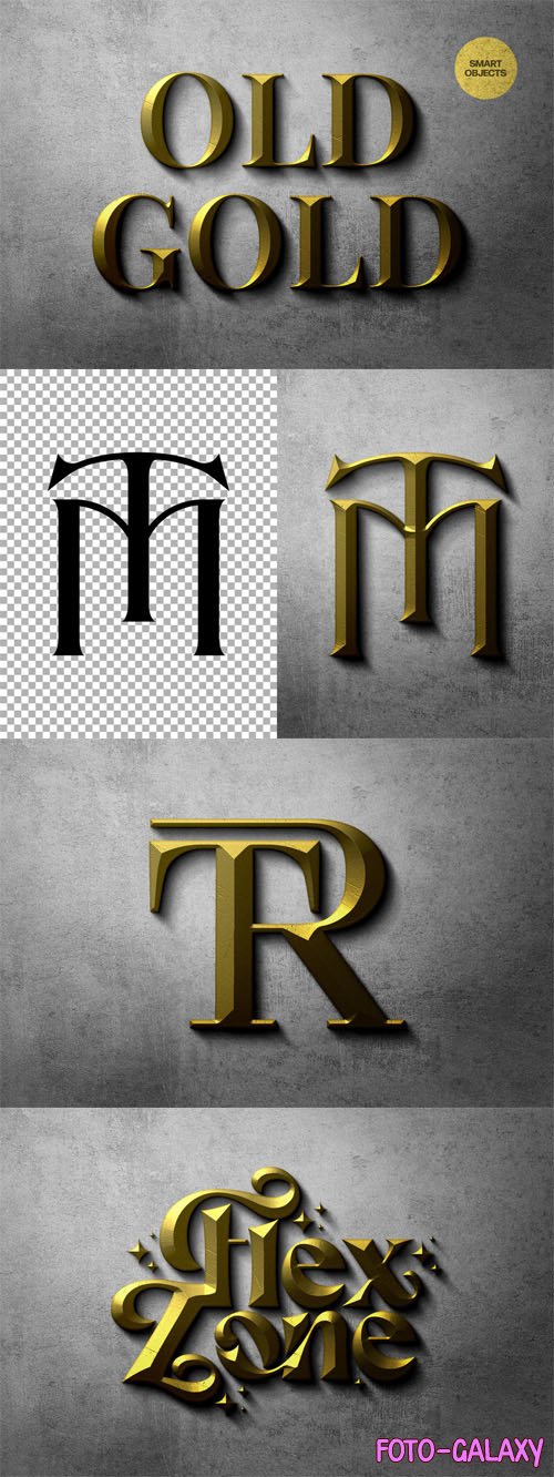 Golden Concrete Text & Logo PSD Mockup Template