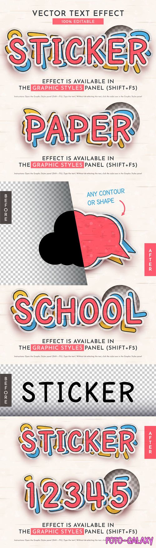 Colorful Stickers - Editable Vector Text Effect