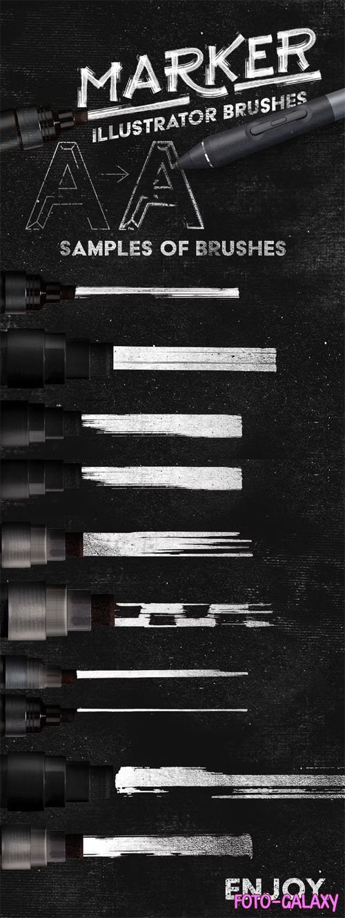 25 Marker Illustrator Brushes Pack