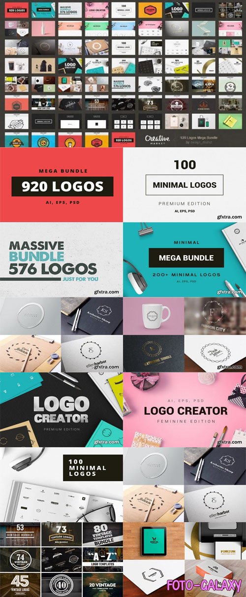 900+ Logos Mega Bundle for Illustrator & Photoshop