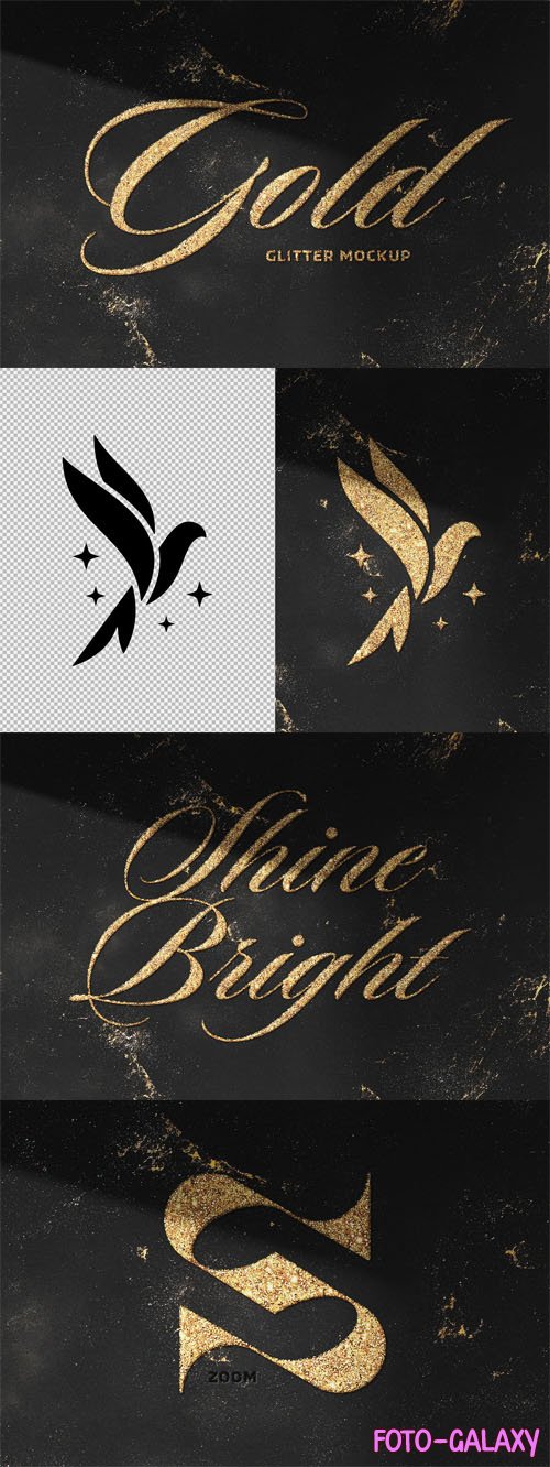 Gold Glitter Text & Logo Effect - PSD Mockup Template
