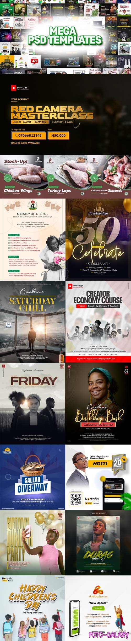 Mega Flyer Bundle - 18 Editable PSD Templates