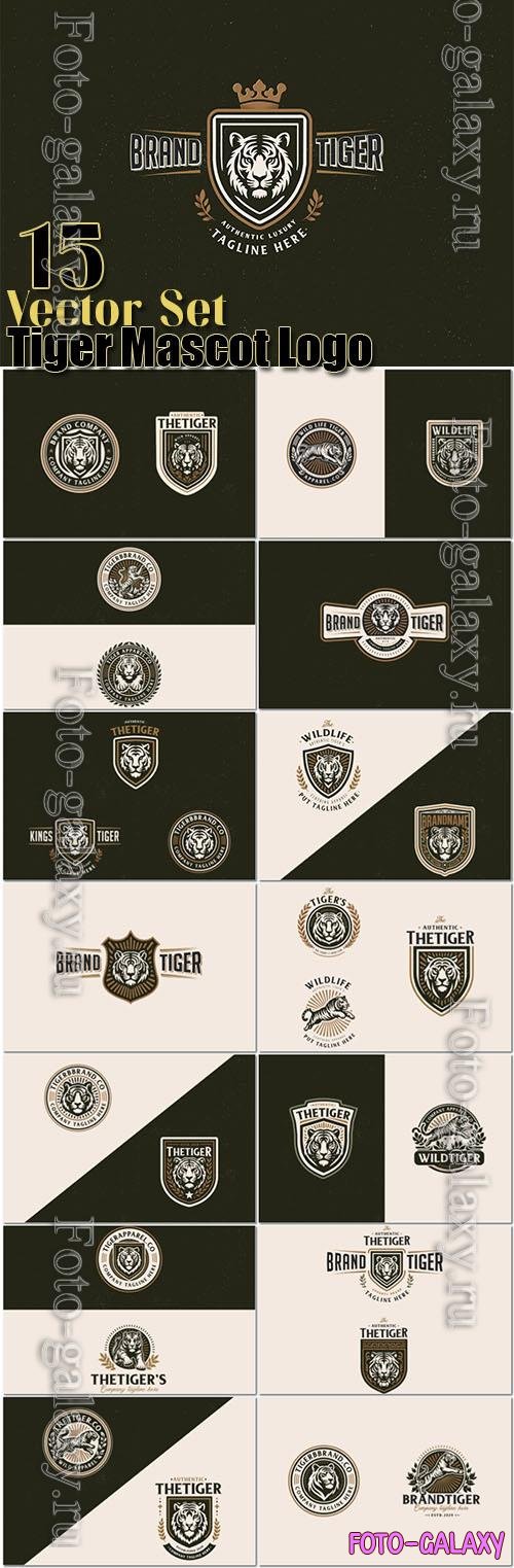 Vintage classic badge wild tiger mascot logo for business company