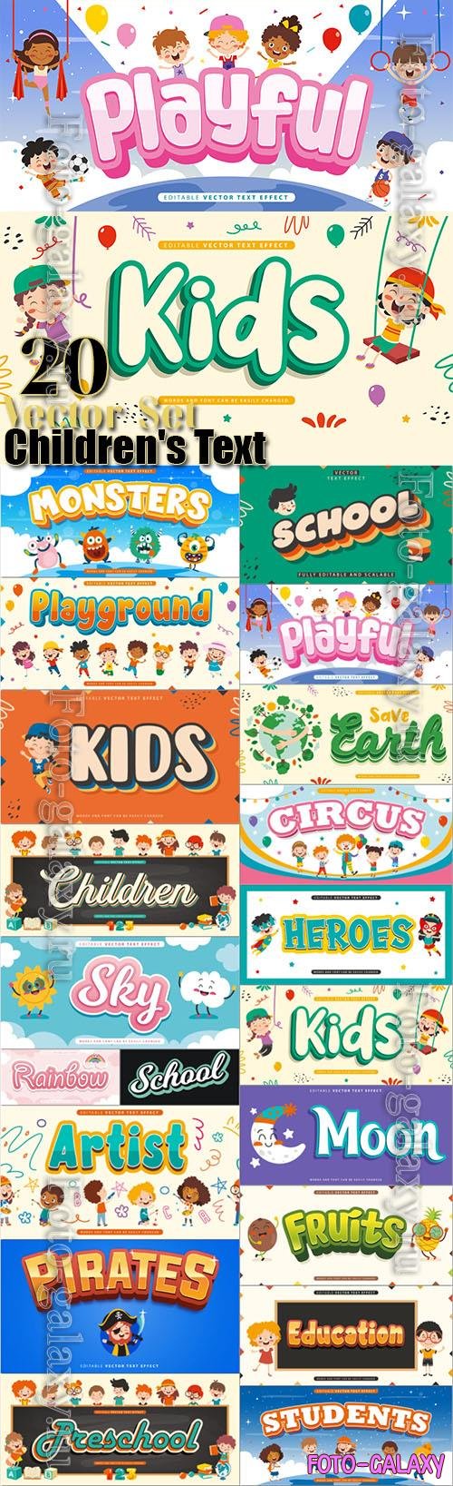 Designer Children's Text Illustrations in Vector in Set 20