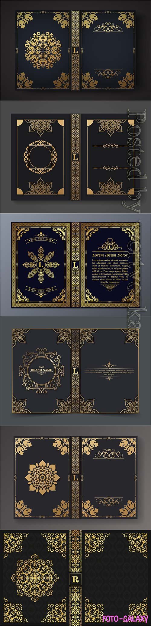 Luxury ornamental book cover design in vector