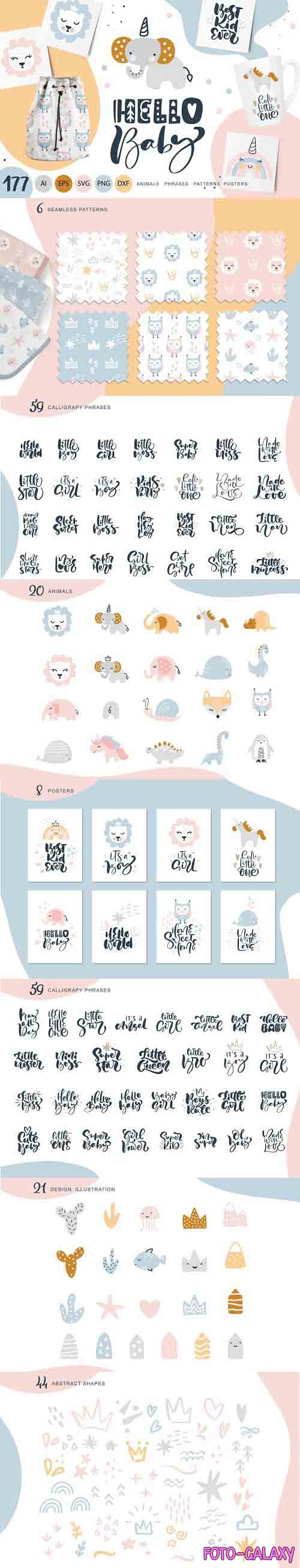 Hello Baby animals & calligraphy - 6204021