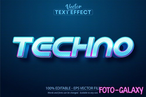 Techno text, neon style editable text effect - 1408904