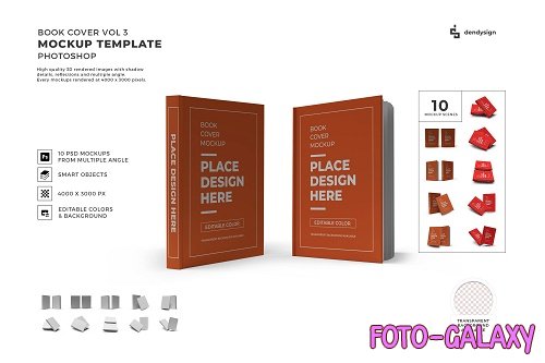 Book Cover 3D Mockup Template Bundle - 1396512