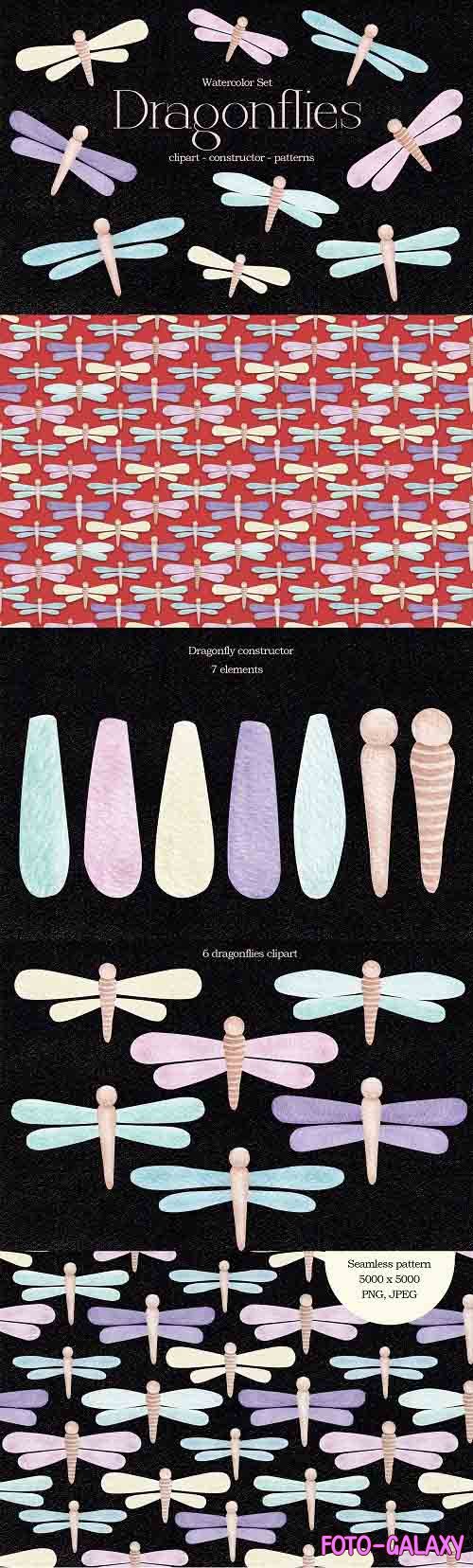 Watercolor ClipArt Dragonflies - 1393914