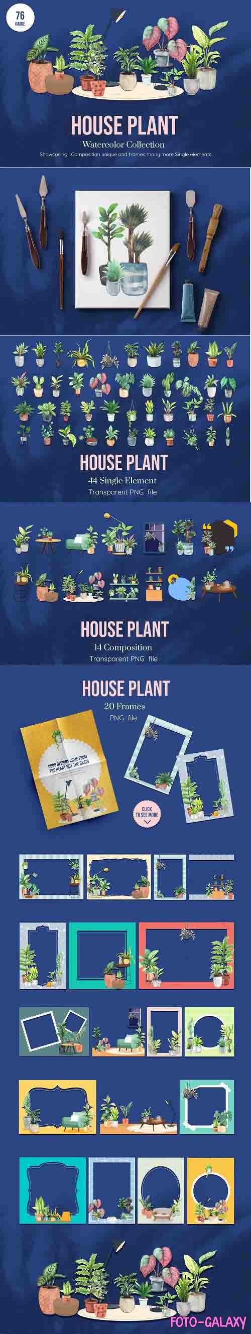 House Plants Watercolor set - 6221386
