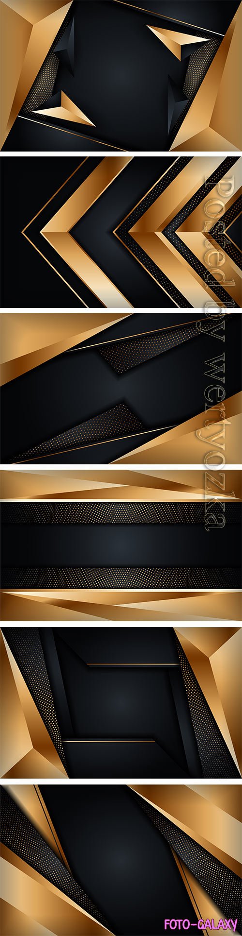 Abstract luxury dark background with golden lines combinations