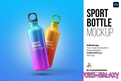 Sport Bottle Mockup - 5 views - 6250378
