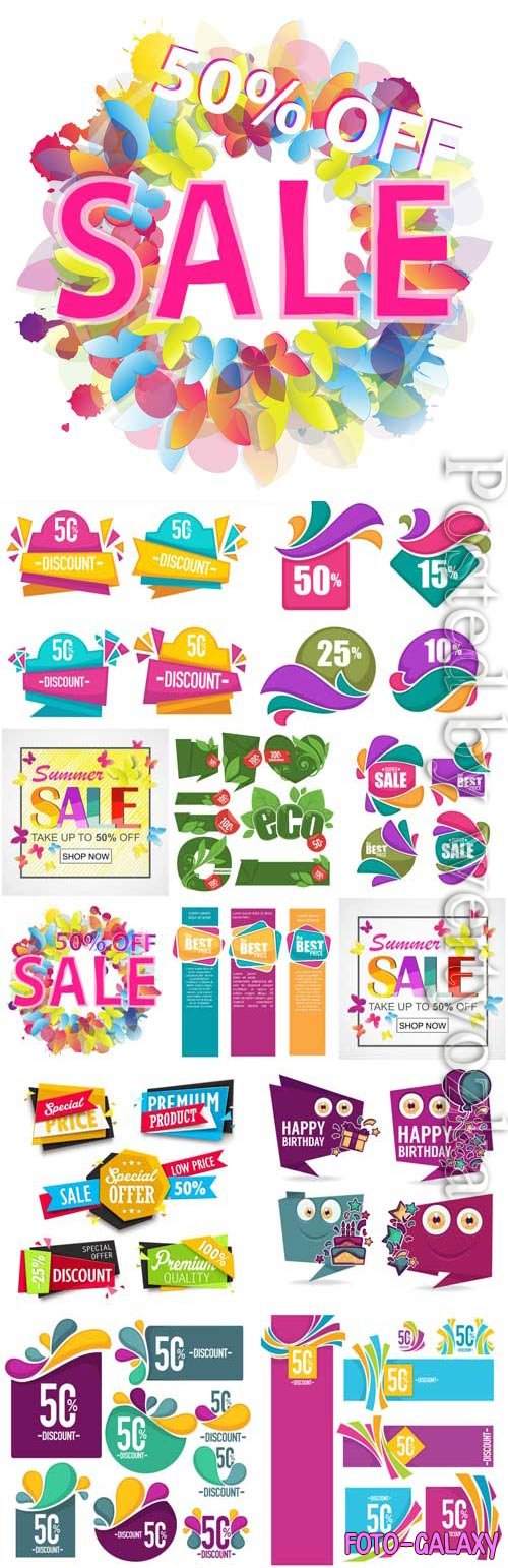 Colored discount elements in vector