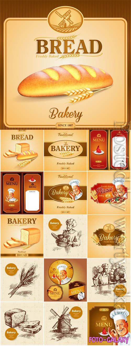 Bread advertising banners and labels in vector