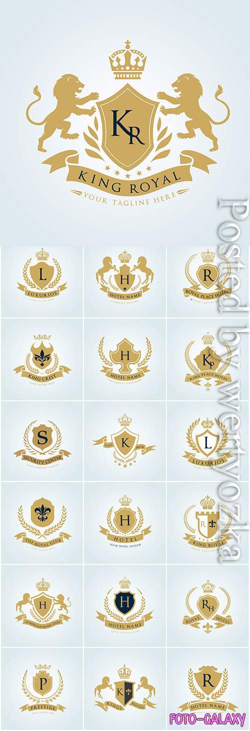 Gold logos and badges in vector