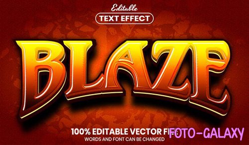 Blaze text, font style editable text effect Premium Vector