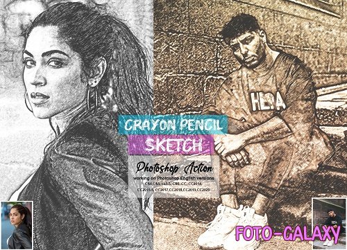 Crayon Pencil Sketch PS Action - 5660336